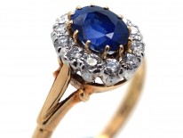 18ct Gold, Sapphire & Diamond Oval Cluster Ring