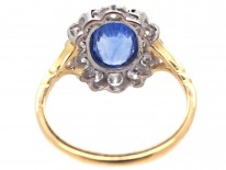 18ct Gold & Platinum, Ceylon Sapphire & Diamond Cluster Ring