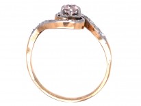 French 18ct Gold & Platinum, Art Nouveau Diamond Swirl Ring