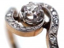 French 18ct Gold & Platinum, Art Nouveau Diamond Swirl Ring