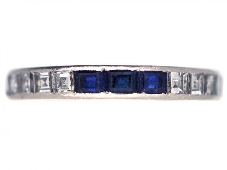 Art Deco Platinum Diamond & Sapphire Eternity Ring