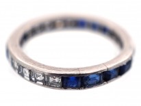 Art Deco Platinum Diamond & Sapphire Eternity Ring