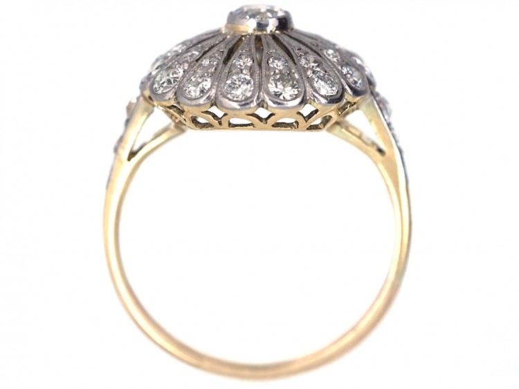 Edwardian 18ct Gold ​& Platinum, Diamond Starburst Ring