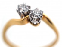 18ct Gold & Diamond Crossover Boodle & Dunthorne Ring