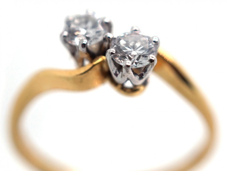 18ct Gold & Diamond Crossover Boodle & Dunthorne Ring
