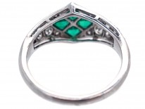 Platinum, Emerald & Diamond, Diamond Shaped Ring