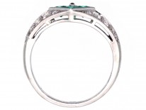 Platinum, Emerald & Diamond, Diamond Shaped Ring