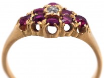 Edwardian 18ct Gold, Ruby & Diamond Cluster Ring