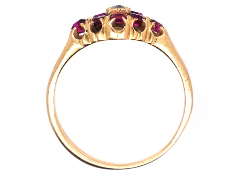 Edwardian 18ct Gold, Ruby & Diamond Cluster Ring