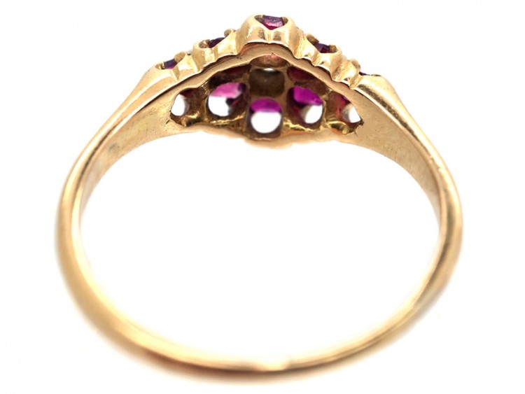 Edwardian 18ct Gold, Ruby & Diamond Cluster Ring