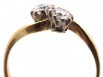 Edwardian 18ct Gold Two Diamond Twist Ring