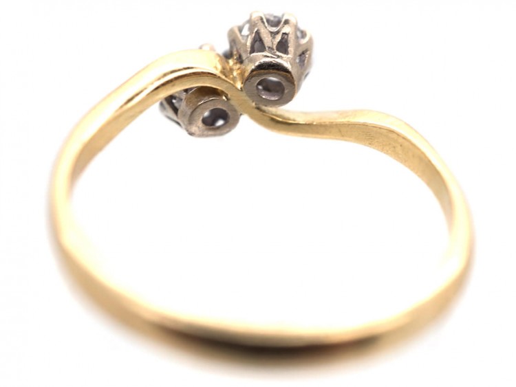 Edwardian 18ct Gold Two Diamond Twist Ring