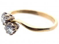 Edwardian 18ct Gold Two Diamond Twist Ring