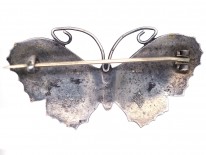 Silver, Brown & Yellow Enamel Butterfly Brooch