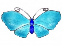 Silver,Turquoise & Dark Blue Enamel, Butterfly Brooch