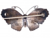 Silver,Turquoise & Dark Blue Enamel, Butterfly Brooch