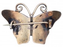 Norwegian Silver & Blue Enamel Butterfly Brooch by Hestenes
