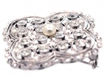 Edwardian Platinum Natural Split Pearl & Diamond Brooch