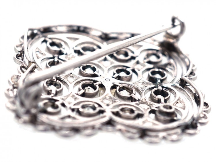 Edwardian Platinum Natural Split Pearl & Diamond Brooch