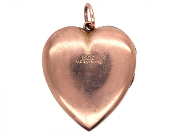 Edwardian 9ct Back ​& Front Heart Shaped Locket with Star Motif