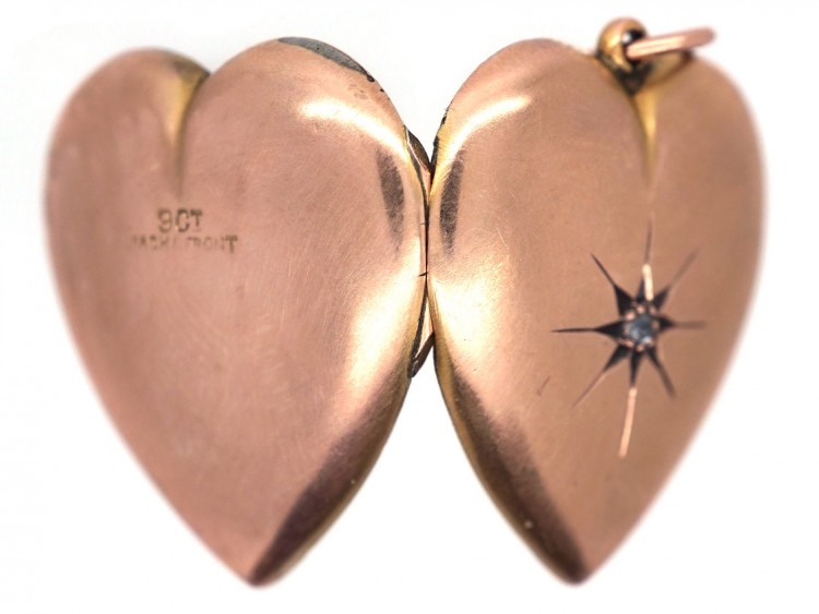 Edwardian 9ct Back ​& Front Heart Shaped Locket with Star Motif