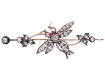 Edwardian Diamond & Ruby Insect Brooch
