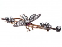 Edwardian Diamond & Ruby Insect Brooch