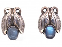 Georg Jensen Silver & Moonstone Clip On Earrings
