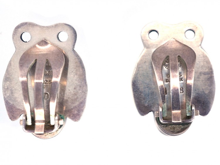 Georg Jensen Silver & Moonstone Clip On Earrings