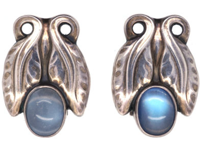 Georg Jensen Silver & Moonstone Clip On Earrings Georg Jensen Silver & Moonstone Clip On Earrings