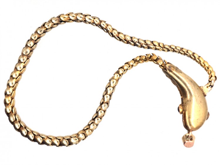 Victorian 15ct Gold Snake Bracelet Set With Turquoise