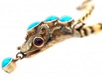 Victorian 15ct Gold Snake Bracelet Set With Turquoise