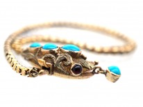Victorian 15ct Gold Snake Bracelet Set With Turquoise