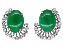 18ct White Gold Jadeite & Diamond Earrings