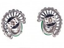 18ct White Gold Jadeite & Diamond Earrings