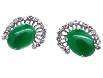 18ct White Gold Jadeite & Diamond Earrings