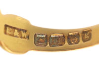 Edwardian 18ct Gold, Ruby and Diamond Boat Shaped Scroll Design Ring