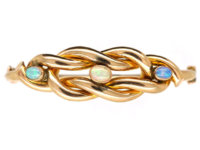 Edwardian 9ct Gold Knot Bracelet Set With Three Opals