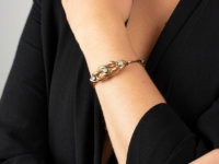 Edwardian 9ct Gold Knot Bracelet Set With Three Opals