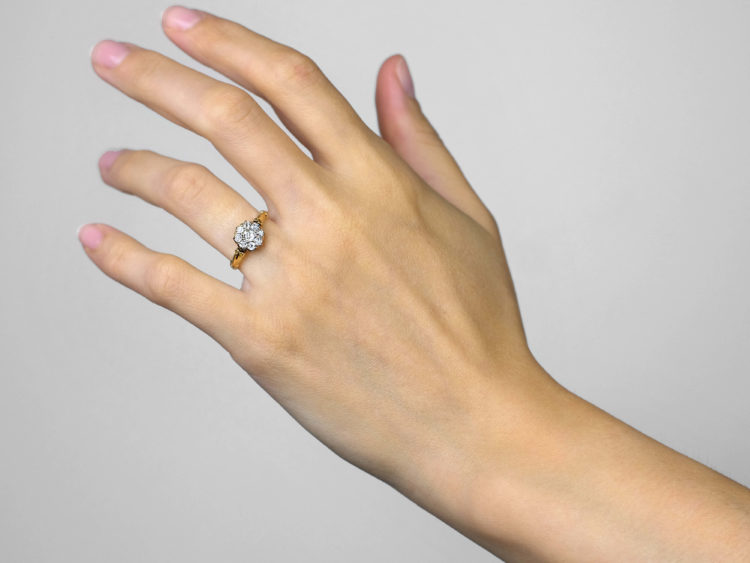 Edwardian 18ct Gold Diamond Cluster Ring