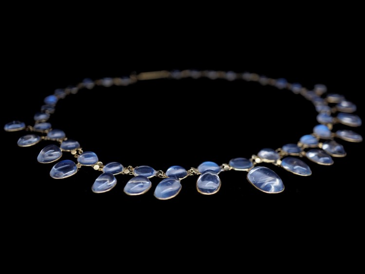 Edwardian 15ct Gold Moonstone Festoon Necklace