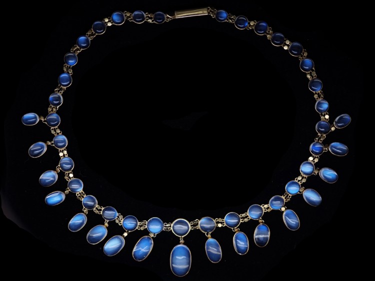 Edwardian 15ct Gold Moonstone Festoon Necklace