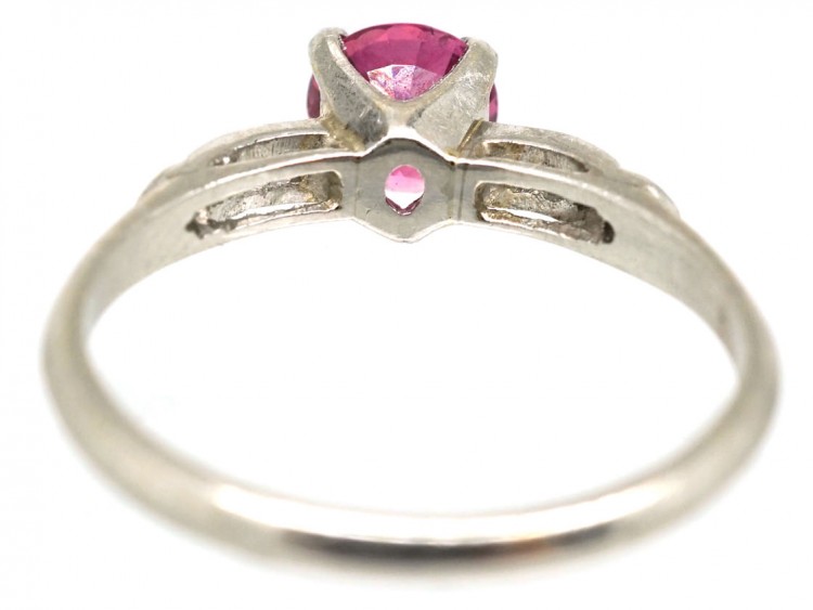 Ruby Solitaire & Diamond Platinum Ring