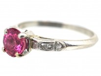 Ruby Solitaire & Diamond Platinum Ring