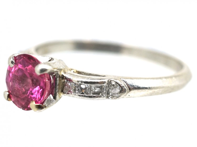Ruby Solitaire & Diamond Platinum Ring