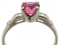 Ruby Solitaire & Diamond Platinum Ring
