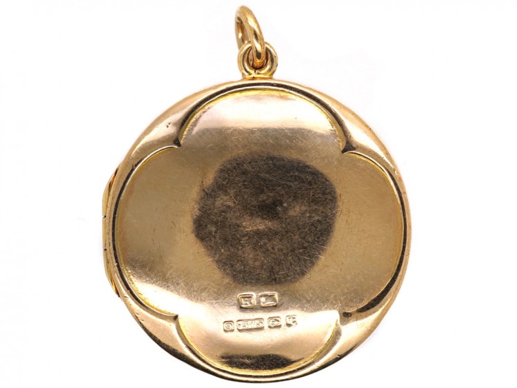 Edwardian 9ct Gold Quatrefoil Design Round Locket