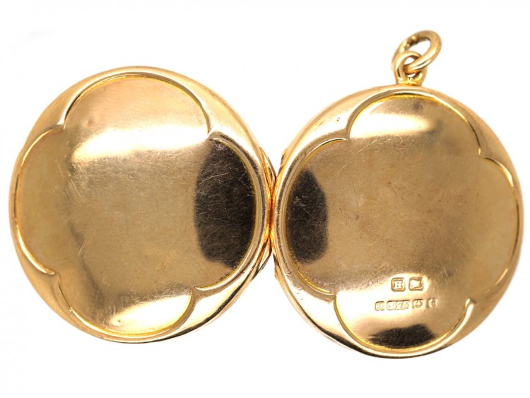 Edwardian 9ct Gold Quatrefoil Design Round Locket