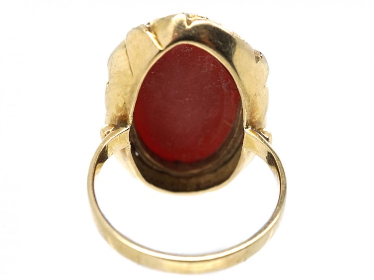 Large Oval 18ct Gold & Coral Ring