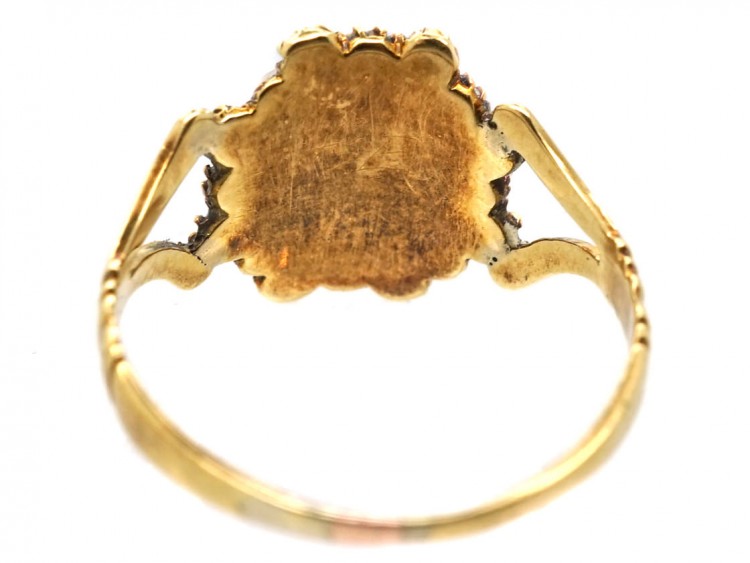 Georgian 15ct Gold, Turquoise ​& Natural Split Pearl Cluster Ring
